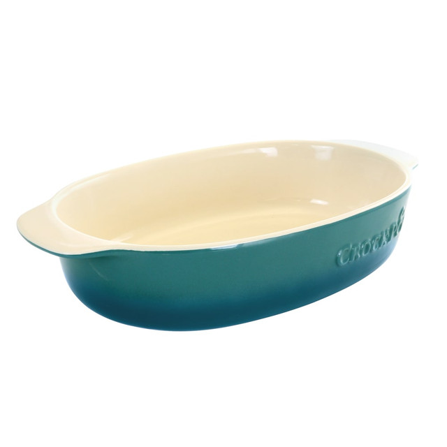 GIBSON OVERSEAS INC. 995116905M Crock-Pot Artisan 2.5-Quart Oval Stoneware Casserole Dish, Gradient Teal GIBSON OVERSEAS INC. 995116905M Crock-Pot Artisan 2.5-Quart Oval Stoneware Casserole Dish, Gradient Teal
