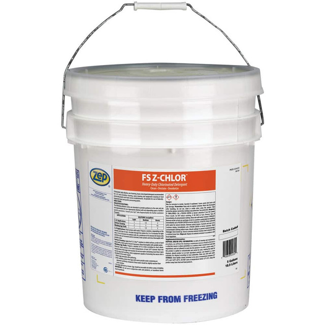 ZEP 244335 All-Purpose Cleaners & Degreasers; Product Type: Heavy-Duty Low Foam Chlorinated C.I.P. Detergent ; Form: Liquid ; Container Type: Pail ; Container Size: 5 gal ; Scent: Chlorine