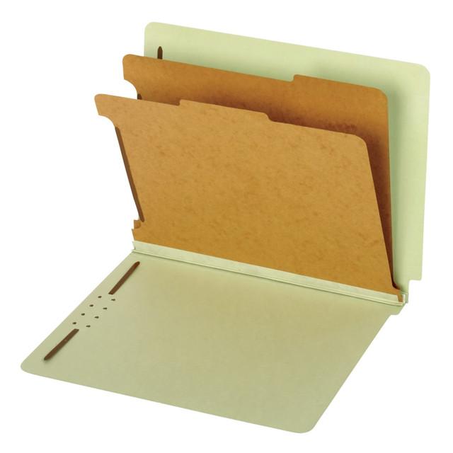 GLOBE WEIS 23224R Pendaflex End-Tab Classification Folders, 2 1/2in Expansion, 8 1/2in x 11in, 2 Dividers, Light Green, Box Of 10 Folders