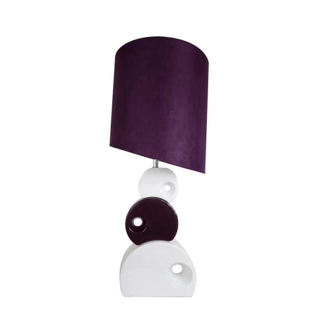 ALL THE RAGES INC LT1038-PRP Elegant Designs Stacked Circle Ceramic Table Lamp, 29inH, Purple Shade/Purple and White Base