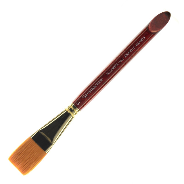 KOH-I-NOOR RAPIDOGRAPH, INC. Grumbacher 4622.100  Goldenedge Watercolor Paint Brush, 1in, Aquarelle Bristle, Sable Hair, Brown