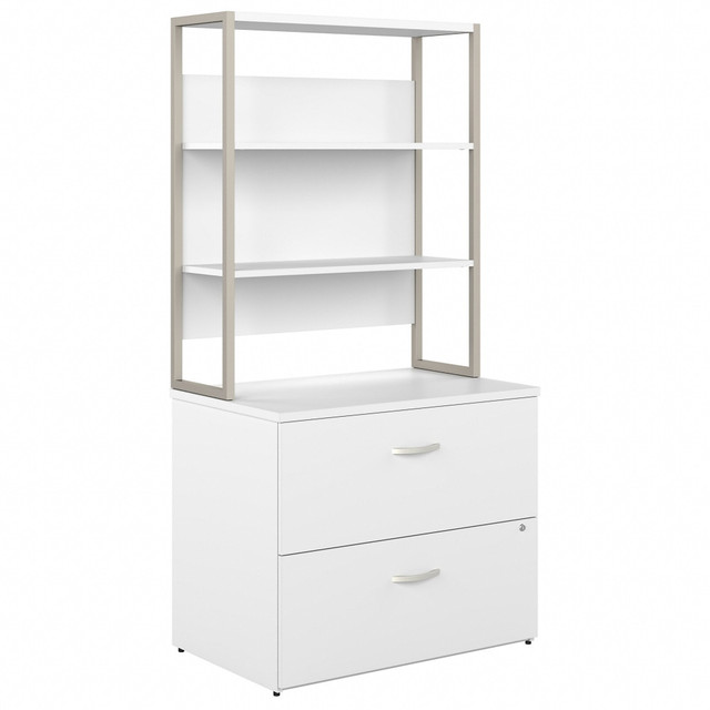 BUSH INDUSTRIES INC. HYB018WHSU Bush Business Furniture Hybrid 35-11/16inW x 23-3/8inD Lateral 2-Drawer File Cabinet With Shelves, White, Standard Delivery