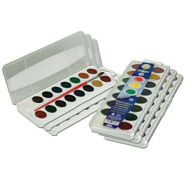 EDUCATORS RESOURCE Prang DIX16016-6  Semi-Moist Washable Watercolor Sets, 1 Oz, Assorted Colors, 16 Colors Per Set, Pack Of 6 Sets