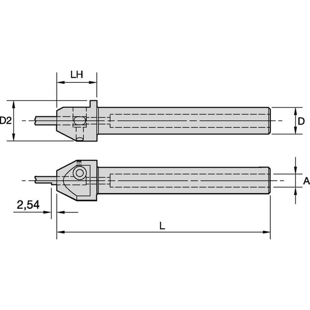 Widia 3896119 Boring Bar Holders & Adapters; Bore Depth (mm): 13.97 ; Connection Size: 0.5000 in ; Coolant Style: Internal ; Material: Steel ; Overall Length (mm): 101.6000