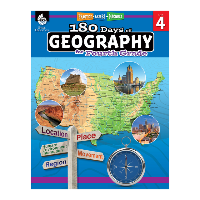 SHELL EDUCATION 28625  180 Days Of Geography, Grade 4