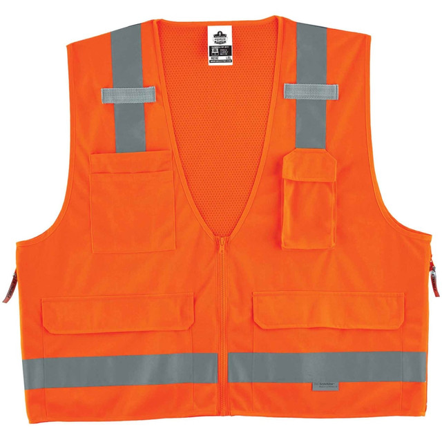 ERGODYNE CORPORATION 21419 Ergodyne GloWear Safety Vest, Surveyors 8250Z, Type R Class 2, 4X/5X, Orange