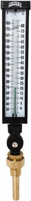 Winters TIM104ALF. 30 to 180°F, Industrial Thermometer with Standard Thermowell