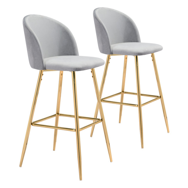 ZUO MODERN 101561  Cozy Bar Chair, Gray/Gold