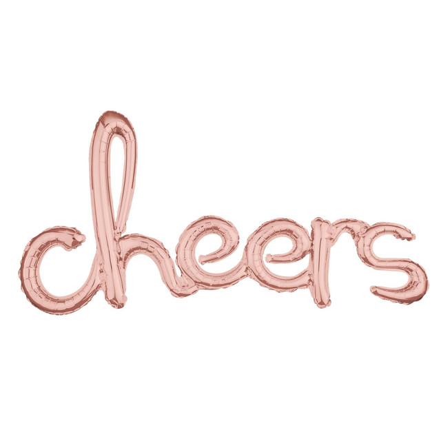 AMSCAN CO INC Amscan 3918431  "Cheers" Cursive Balloon Banner, 21in x 40in, Rose Gold