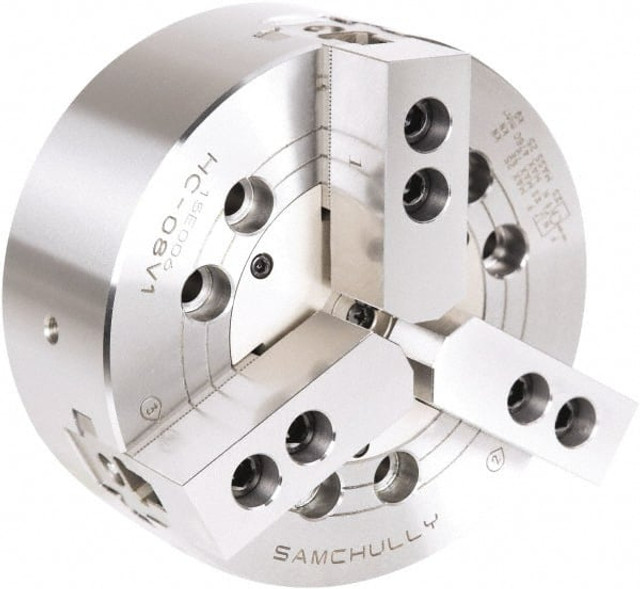 Samchully HC-12-P163 Hydraulic Power Lathe Chuck: 304 mm Dia, 3 Jaws, Plain Back Mount