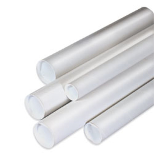 B O X MANAGEMENT, INC. P2012W Office Depot Brand White Mailing Tubes With Plastic Endcaps, 2in x 12in, 80% Recycled, Pack Of 50