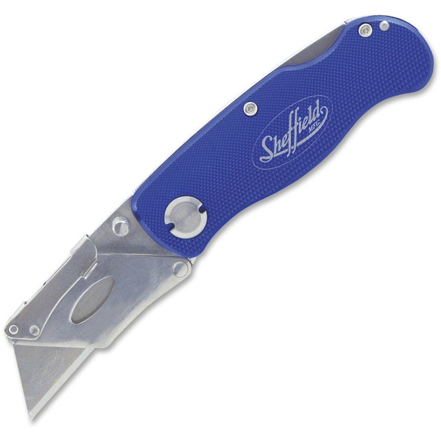 GREAT NECK SAW MFRS INC 12113 Sheffield Great NeckLockback Utility Knife - 0.7in Height x 4in Width - Aluminum Handle - Blue GREAT NECK SAW MFRS INC 12113 Sheffield Great NeckLockback Utility Knife - 0.7in Height x 4in Width - Aluminum Handle - Blue