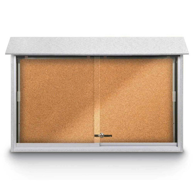 United Visual Products UVMC4530-WHT Enclosed Cork Bulletin Board: 45" Width, 30" Height, Cork Over Fiberboard, Natural Cork