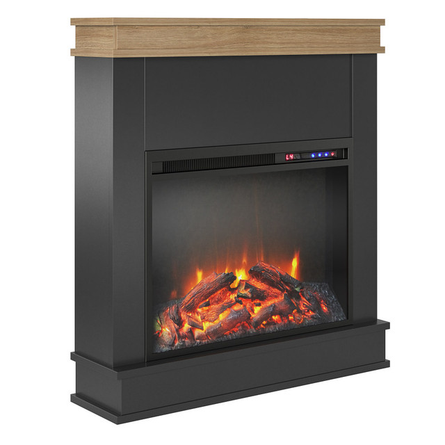 AMERIWOOD INDUSTRIES, INC. 1277501COM Ameriwood Home Mateo Fireplace With Mantel, 32-7/8inH x 29-3/4inW x 7-3/4inD, Black AMERIWOOD INDUSTRIES, INC. 1277501COM Ameriwood Home Mateo Fireplace With Mantel, 32-7/8inH x 29-3/4inW x 7-3/4inD, Black