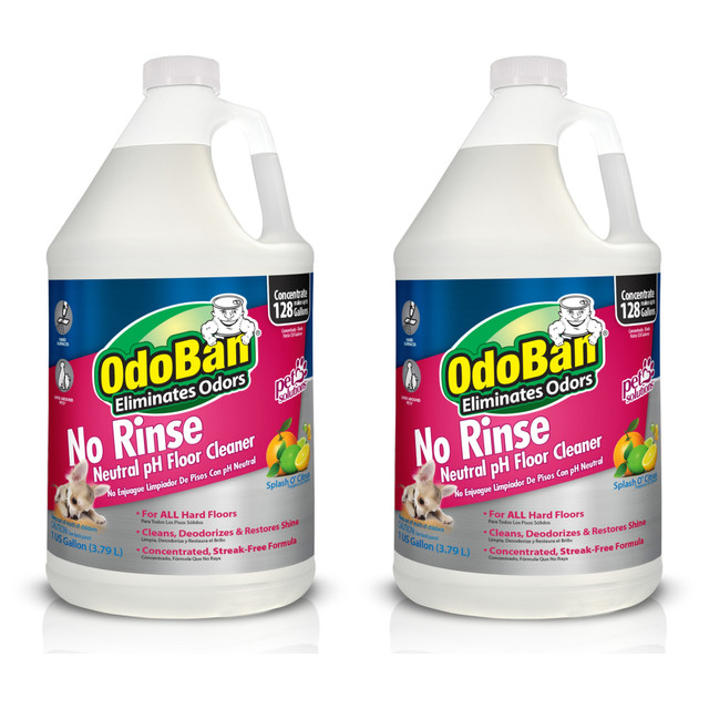 ODOBAN 9361B61G2-OD  Pet Solutions No-Rinse Neutral pH Floor Cleaner Concentrate, 1 Gallon, Pack Of 2 Jugs