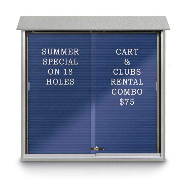 United Visual Products UVMC4848LB-LTGR Enclosed Letter Board: 48" Wide, 48" High, Recycled Plastics, Light Gray
