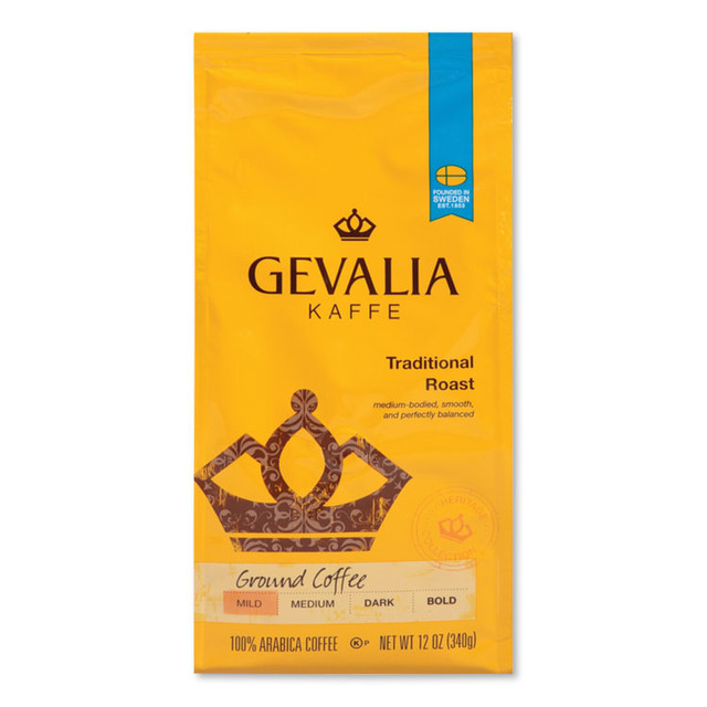 KEURIG DR PEPPER Gevalia® GEN04351 Coffee, Traditional Roast, Ground, 12 oz Bag