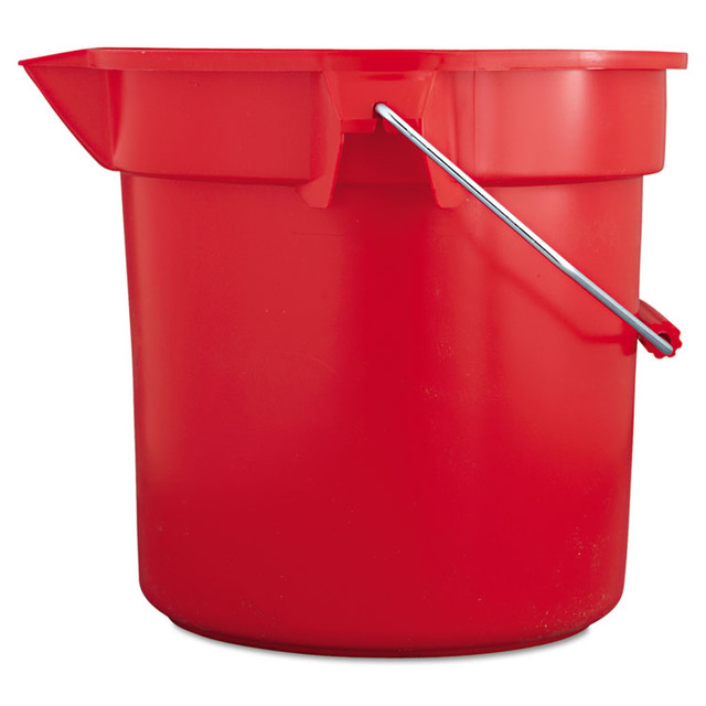 RUBBERMAID COMMERCIAL PROD. 2614 RED BRUTE Round Utility Pail, 14 qt, Plastic, Red, 12" dia