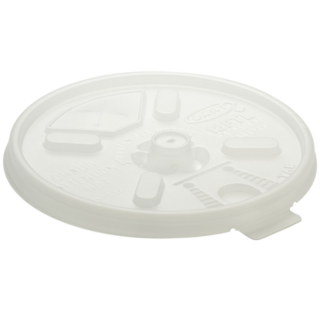 DART CONTAINER CORPORATION 12FTLS Dart Lift-n-Lock Lid With Straw Slot  For 12 Oz Foam Cups , Translucent, Box Of 1,000