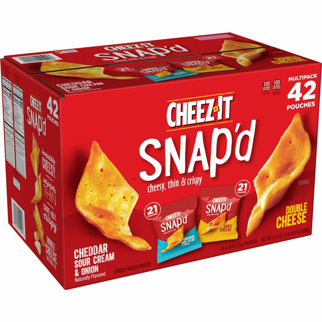 KELLOGGs Cheez-It 11500  Snap-d Baked Cheese Variety Pack - Assorted - 1.97 lb - 42 / Carton