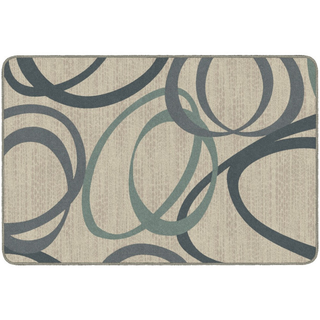 FLAGSHIP CARPETS FM200-22A  Printed Rug, Duo, 4ftH x 6ftW, Natural Blue