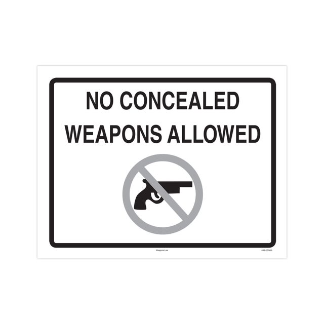 TAX FORMS PRINTING, INC. EGN2G ComplyRight Federal Specialty Posters, No Concealed Weapons Allowed, English, 8 1/2in x 11in