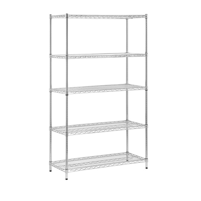 HONEY-CAN-DO INTERNATIONAL, LLC SHF-01441 Honey-Can-Do Urban Steel Adjustable Storage Shelving Unit, 5-Tiers, 72inH x 42inW x 18inD, Chrome