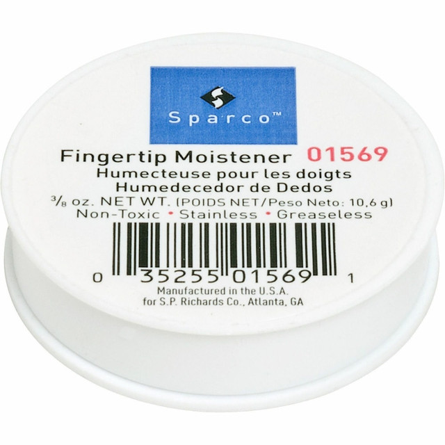 SP RICHARDS 01569 Sparco 3/8 Oz. Greaseless Fingertip Moistener - Odorless, Stainingless, Non-slip, Greaseless - 0.37 oz - White SP RICHARDS 01569 Sparco 3/8 Oz. Greaseless Fingertip Moistener - Odorless, Stainingless, Non-slip, Greaseless - 0.37 oz - White