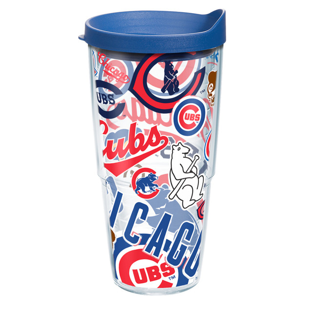 TERVIS TUMBLER COMPANY 01210929 Tervis MLB Chicago Cubs All-Over Tumbler With Lid, 24 Oz, Clear