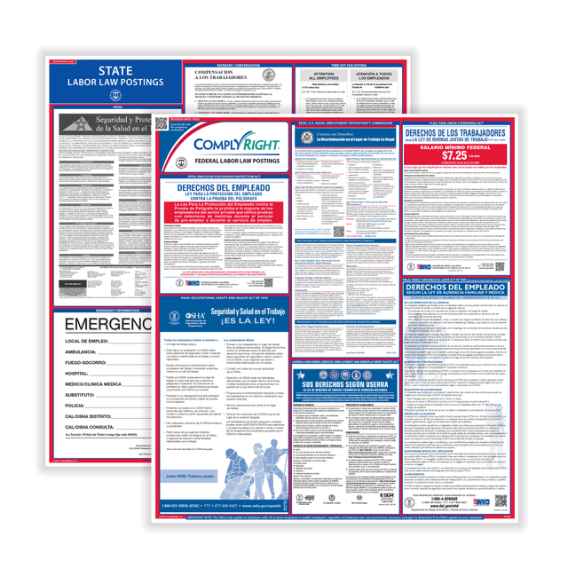 TAX FORMS PRINTING, INC. E25ODCAS ComplyRight Federal And State Labor Law Poster Set, Spanish, California