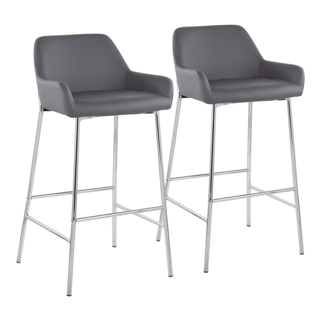 LUMISOURCE, LLC B30-DNLA2 CHRMPUGY2 LumiSource Daniella Counter Stools, Gray/Chrome, Set Of 2 Stools