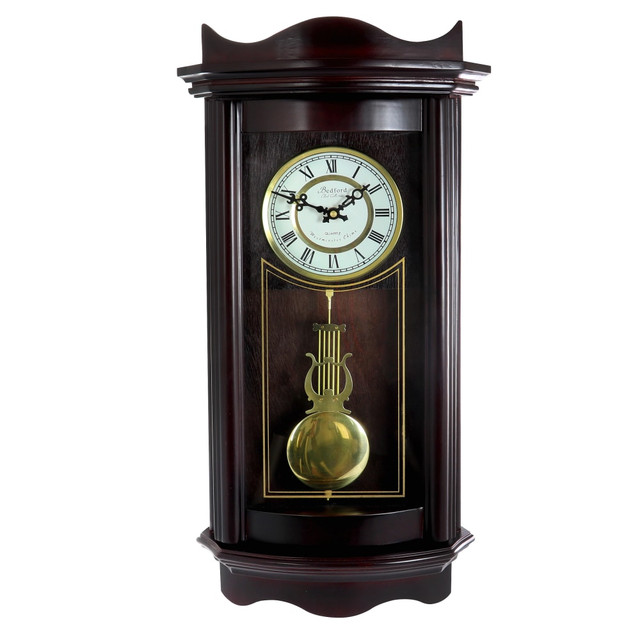 MEGAGOODS, INC. 99597695M Bedford Clocks Wall Clock, 25-1/2inH x 11-1/2inW x 4-3/16inD, Chocolate Cherry