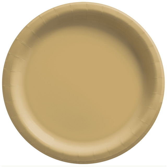 AMSCAN 650011.19  Round Paper Plates, 8-1/2in, Gold, Pack Of 150 Plates