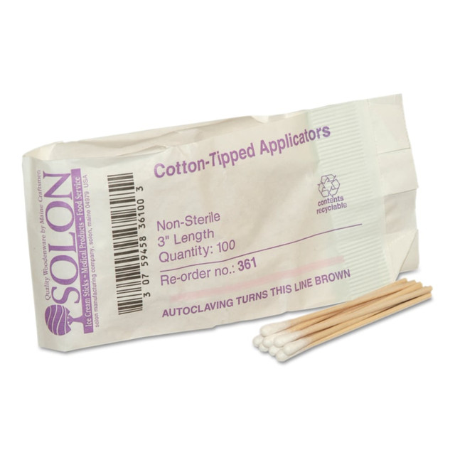 INVACARE SUPPLY GROUP 25-400 First Aid Only Cotton-Tipped Applicators Refill, 3in, Bag Of 100 Applicators