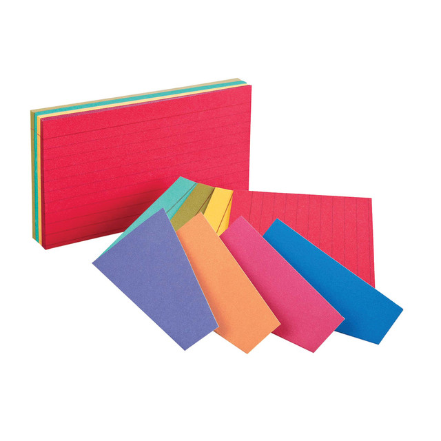 TOPS BRANDS 04736 Oxford Ruled Extreme Index Cards, 3in x 5in, Assorted, Pack Of 100 TOPS BRANDS 04736 Oxford Ruled Extreme Index Cards, 3in x 5in, Assorted, Pack Of 100