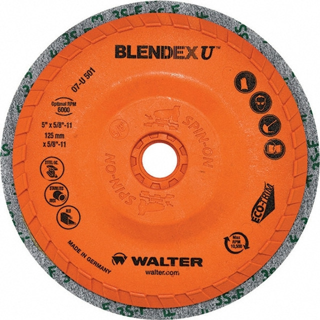 WALTER Surface Technologies 07U501 Deburring Disc: 5" Dia, Fine Grade, Silicon Carbide