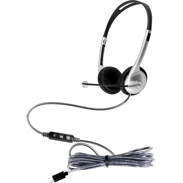 VCOM INTERNATIONAL MULTI MEDIA M1USBC Hamilton Buhl MACH-1 Headset - Stereo - USB Type C - Wired - 32 Ohm - 50 Hz to 20 kHz - On-ear - Binaural - 5 ft Cable - Omni-directional, Noise Cancelling Microphone - Silver, Black VCOM INTERNATIONAL MULTI MEDIA M1USBC Hamilton Buhl MACH-1 Headset - Stereo - USB Type C - Wired - 32 Ohm - 50 Hz to 20 kHz - On-ear - Binaural - 5 ft Cable - Omni-directional, Noise Cancelling Microphone - Silver, Black