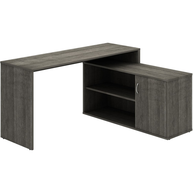 LORELL LYS DK103RRWC  L-Shape Workstation with Cabinet - For - Table TopLaminated L-shaped Top - 200 lb Capacity - 29.50in Height x 60in Width x 47.25in Depth - Assembly Required - Weathered Charcoal - Particleboard - 1 Each