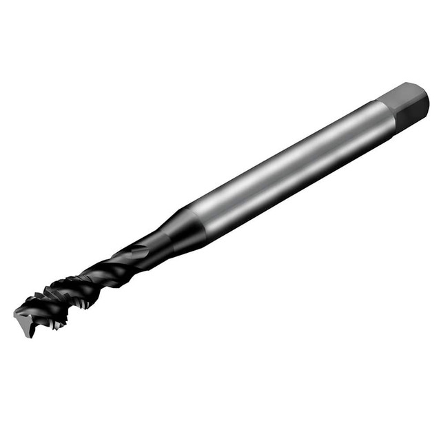 Sandvik Coromant 8061049 Spiral Flute Tap: M2.3x0.40 DIN 371, 3 Flutes, Semi-Bottoming, 6HX Class of Fit, High Speed Steel-E-PM, TiAlN Coated