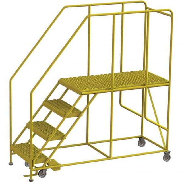 TRI-ARC WLWP142448SL-Y Steel Rolling Ladder: 4 Step