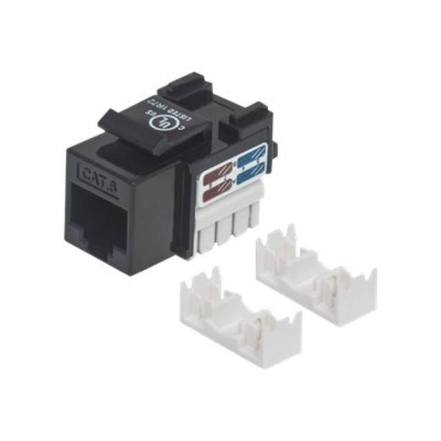 INTRACOM USA, INC. Intellinet 210720  Keystone Jack, Cat6, UTP, Punch-down, Black - Modular insert - CAT 6 - UTP - RJ-45 - black