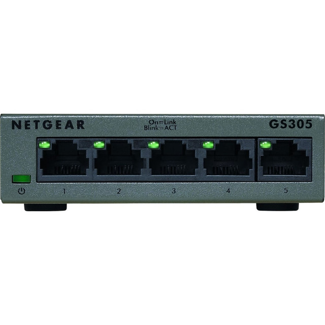 NETGEAR INC. Netgear GS305-300PAS  GS305 Ethernet Switch - 5 Ports - 2 Layer Supported - Twisted Pair - 3 Year Limited Warranty