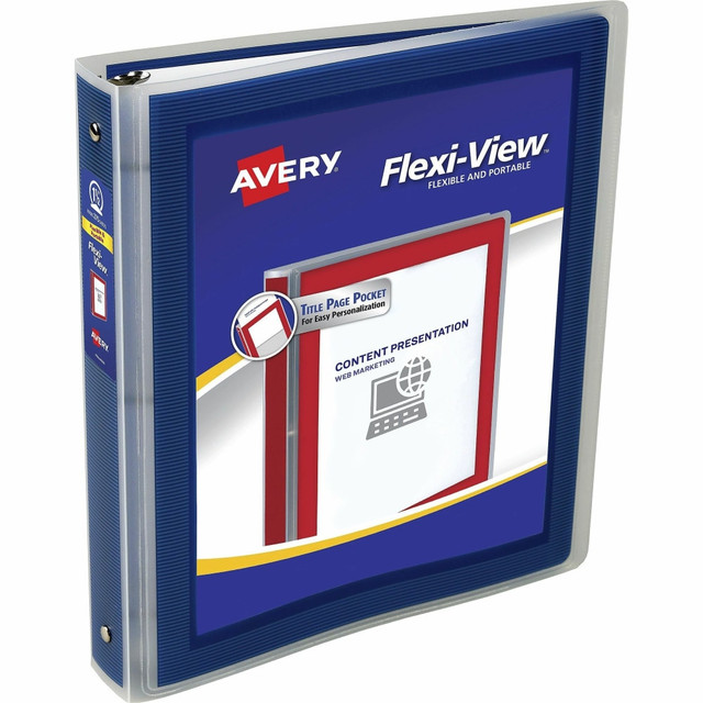 AVERY PRODUCTS CORPORATION 17638 Avery Flexi-View 3-Ring Binder, 1 1/2in Round Rings, Navy AVERY PRODUCTS CORPORATION 17638 Avery Flexi-View 3-Ring Binder, 1 1/2in Round Rings, Navy