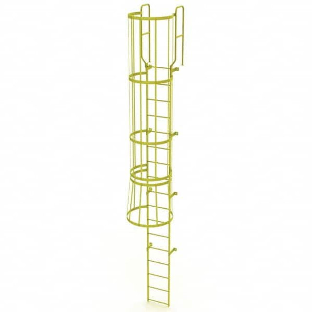 TRI-ARC WLFC1217-Y Steel Wall Mounted Ladder: 16" High, 17 Steps, 350 lb Capacity