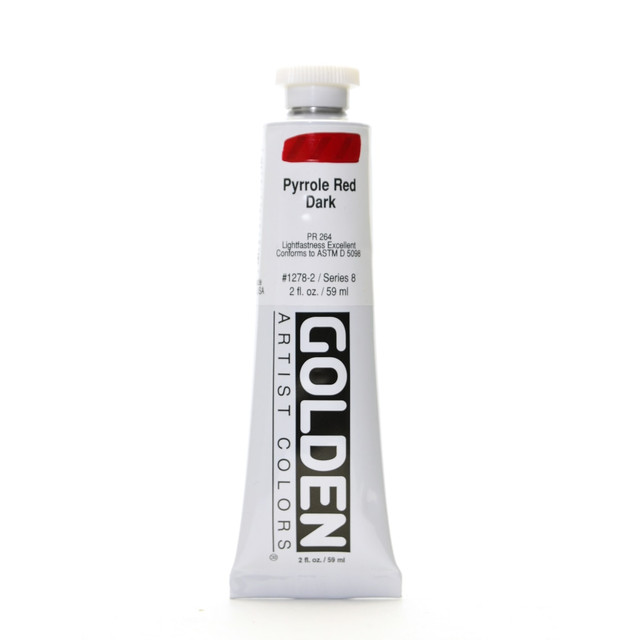 GOLDEN ARTIST COLORS, INC. 1278-2 Golden Heavy Body Acrylic Paint, 2 Oz, Pyrrole Red Dark