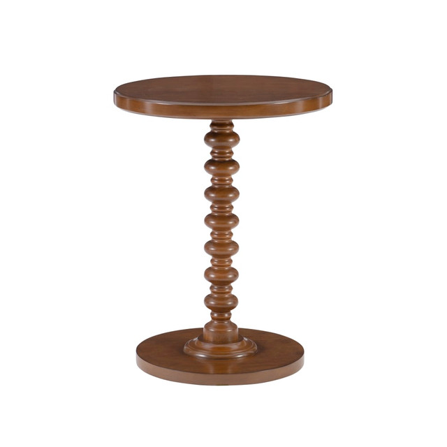 LINON HOME DECOR PRODUCTS, INC OFDP2950 Powell Jarsky Round Spindle Side Table, 22-1/4inH x 17inW x 17inD, Hazelnut LINON HOME DECOR PRODUCTS, INC OFDP2950 Powell Jarsky Round Spindle Side Table, 22-1/4inH x 17inW x 17inD, Hazelnut