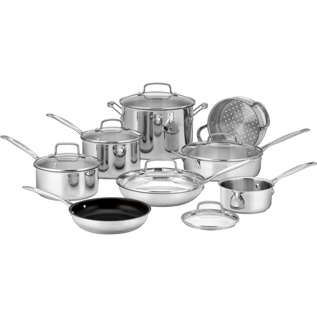 CONAIR CORPORATION 77-14N Cuisinart Chef's Classic 14-Piece Non-Stick Cookware Set, Silver CONAIR CORPORATION 77-14N Cuisinart Chef's Classic 14-Piece Non-Stick Cookware Set, Silver