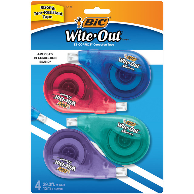 BIC CORP WOTAPP418 BIC Wite-Out Correction Tape, Pack Of 4 Correction Tape Dispensers BIC CORP WOTAPP418 BIC Wite-Out Correction Tape, Pack Of 4 Correction Tape Dispensers