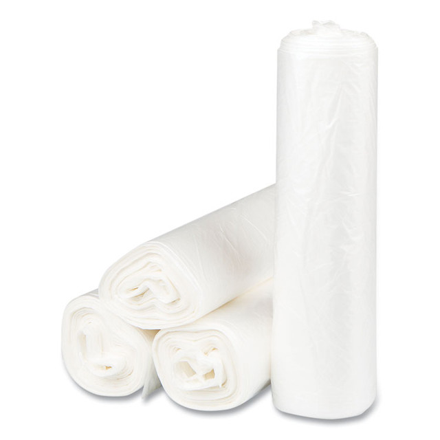 INTEGRATED BAGGING SYSTEMS Inteplast Group S334017N High-Density Commercial Can Liners, 33 gal, 17 mic, 33" x 40", Clear, Interleaved Roll, 25 Bags/Roll, 10 Rolls/Carton