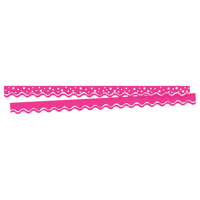 BARKER CREEK PUBLISHING, INC. BC3708 Barker Creek Scalloped-Edge Border Strips, 2 1/4in x 36in, Happy Hot Pink, Pre-K To College, Pack Of 26